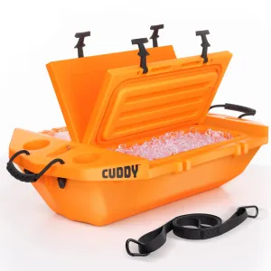 Cuddy Floating Cooler and Dry Storage Vessel - 40QT - Amphibious Hard Shell Design, Orange