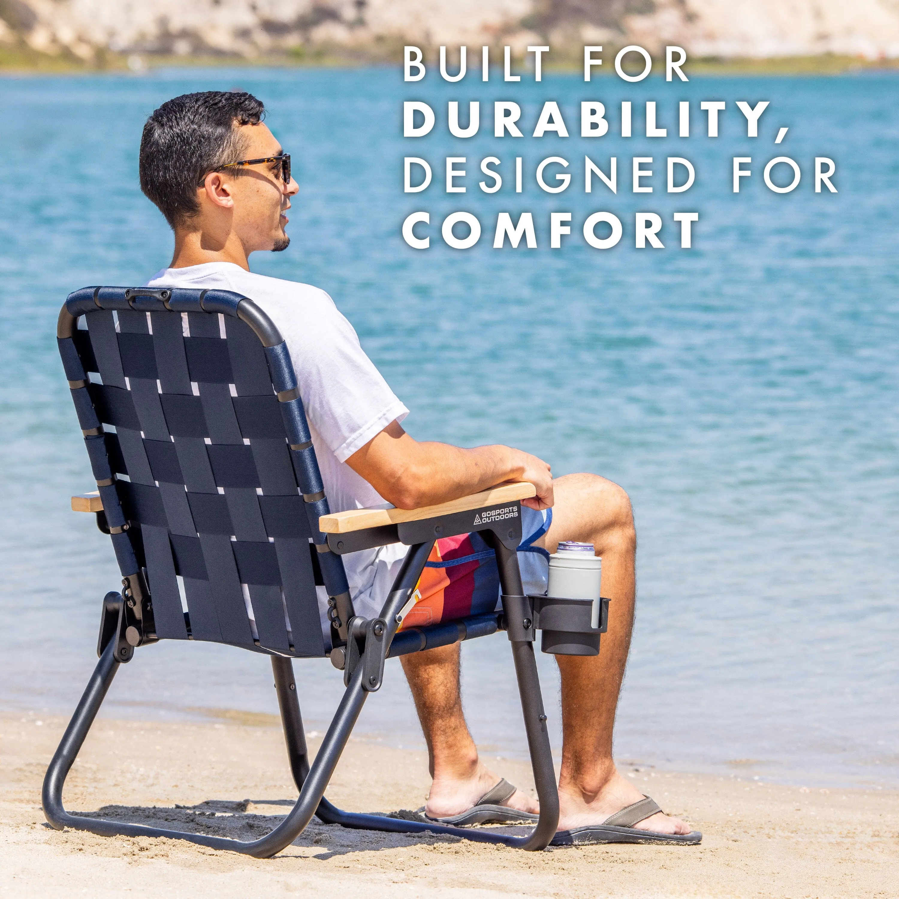 GoSports Outdoors WOVN Premium Beach & Camping Chair - NAVY