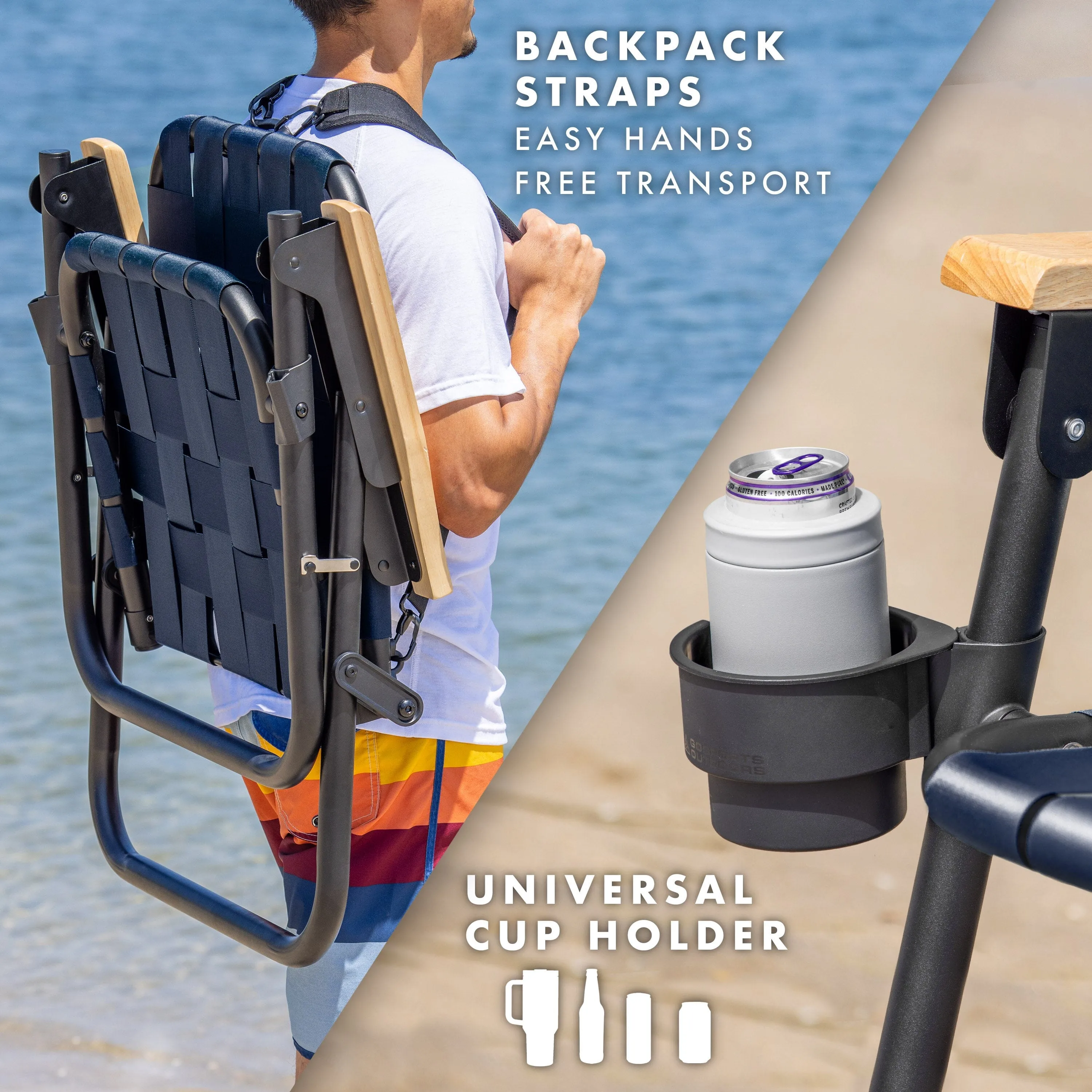 GoSports Outdoors WOVN Premium Beach & Camping Chair - NAVY