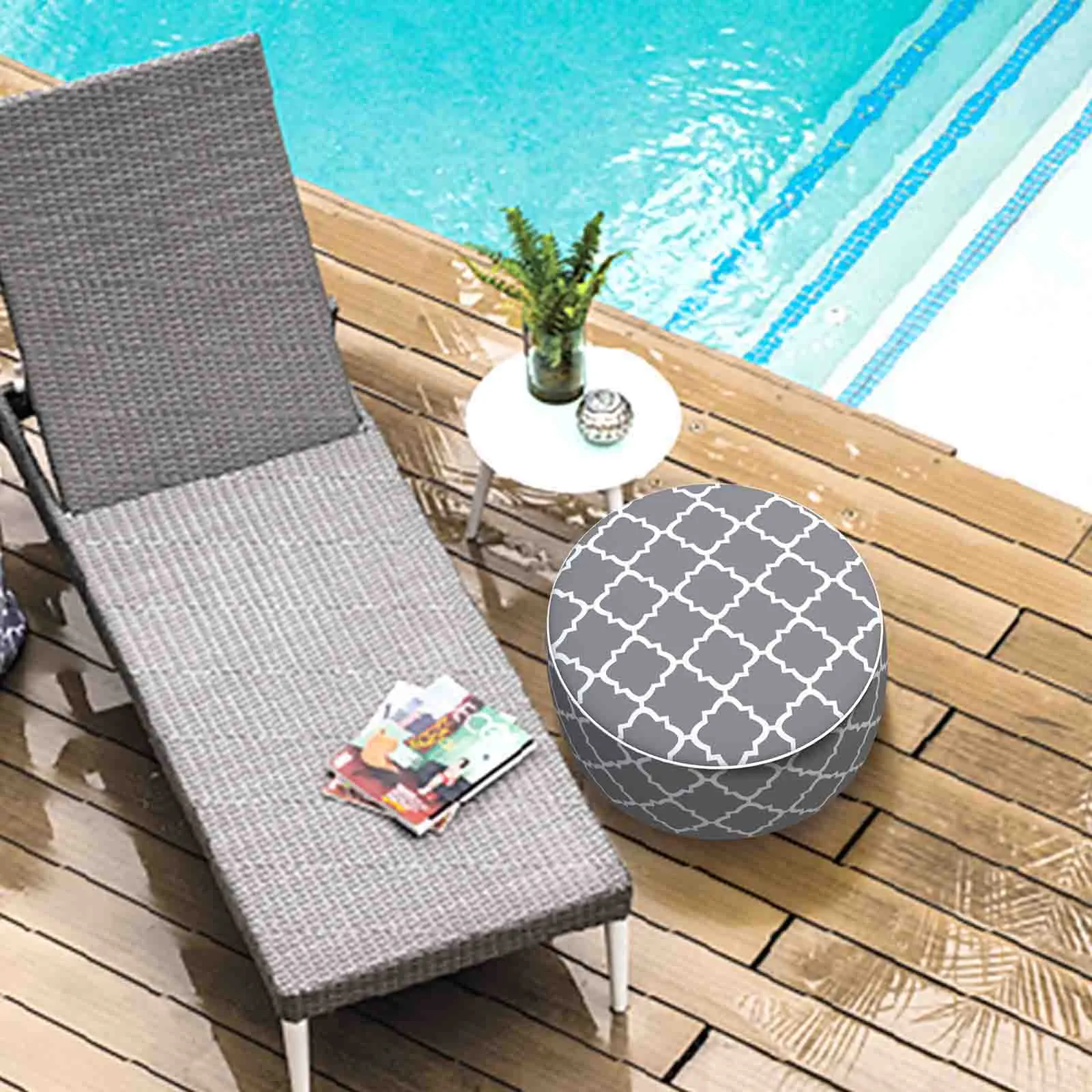 Inflatable Ottoman Geomentry Grey LVTXIII Outdoor