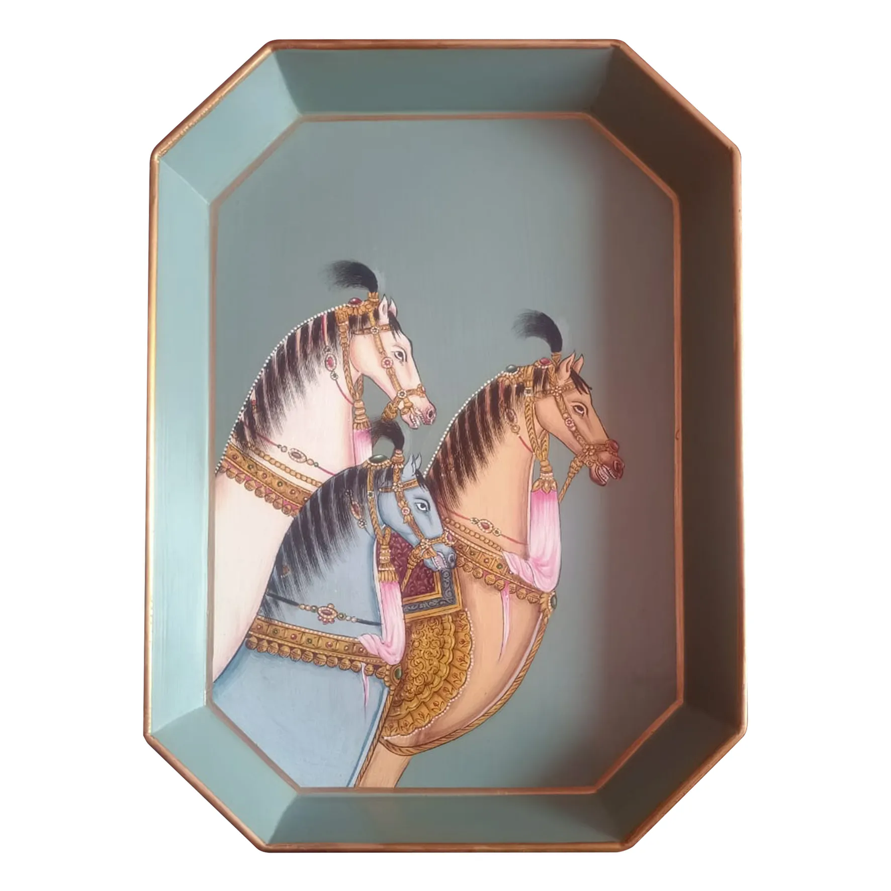 Metal Tray Mineral Horses